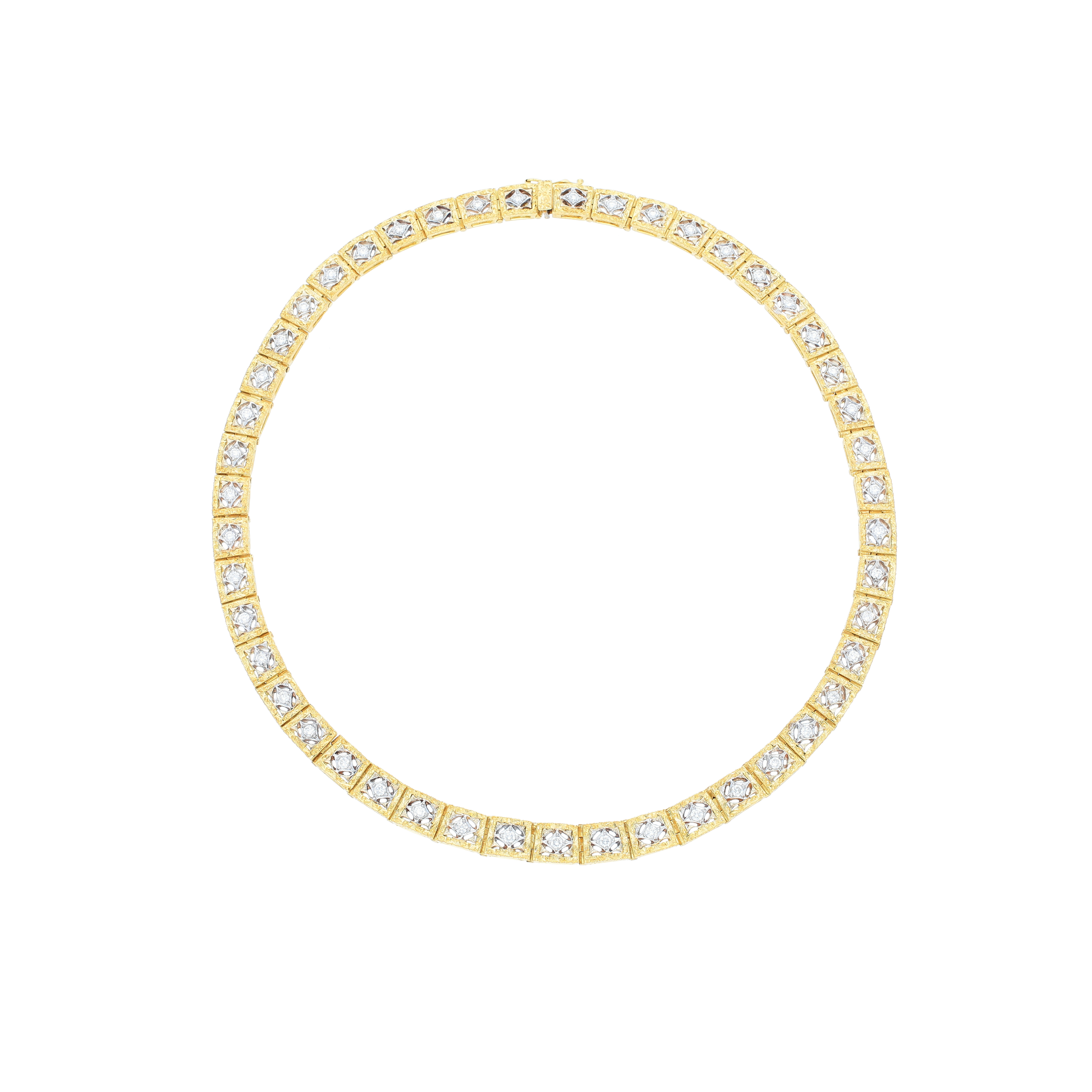 Florentine renaissance inspired necklace in 18kt gold and diamonds