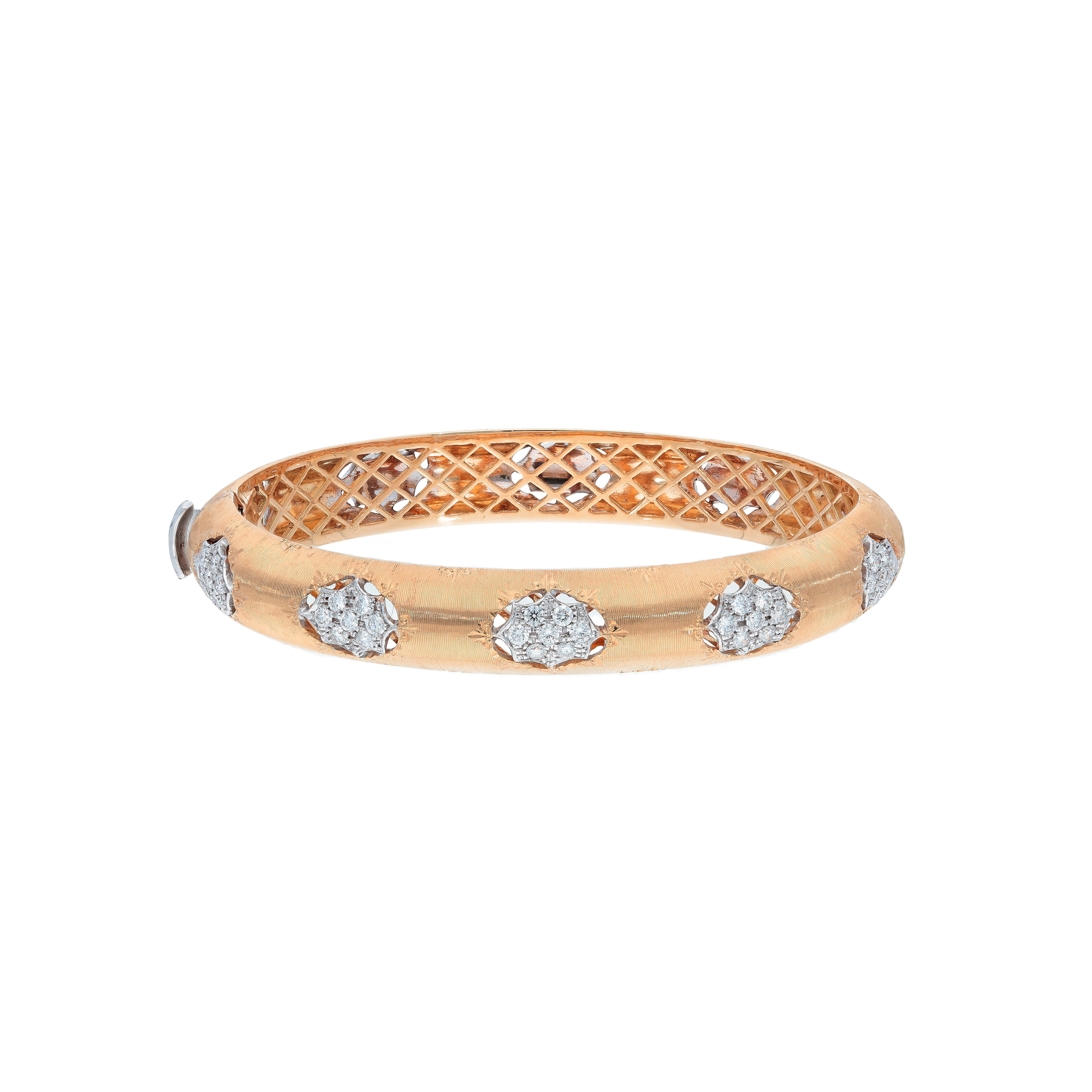 Florentine Finish 18kt rose and white gold with diamonds