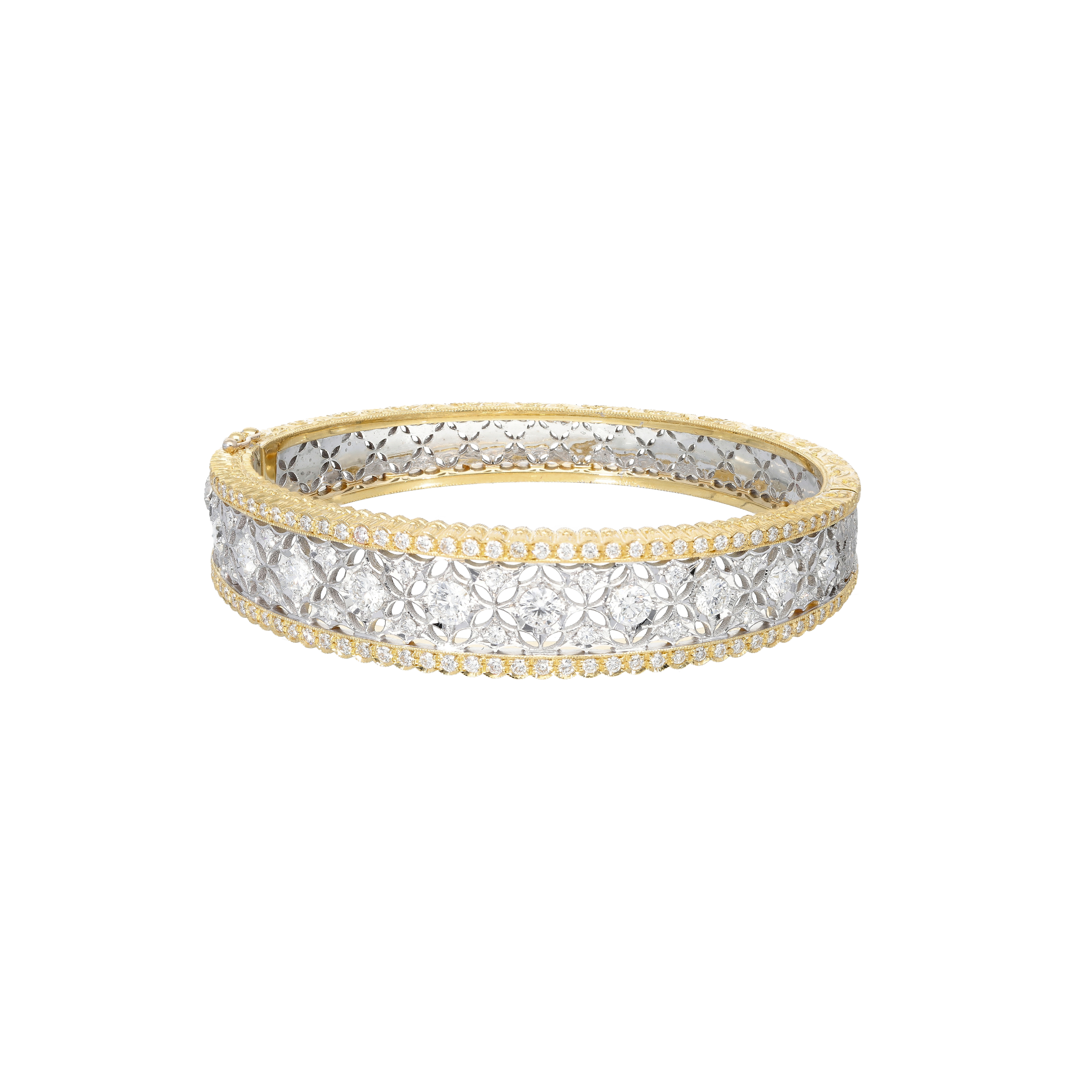 traditional florentine Bracelet with diamonds in 18kt yellow and white gold