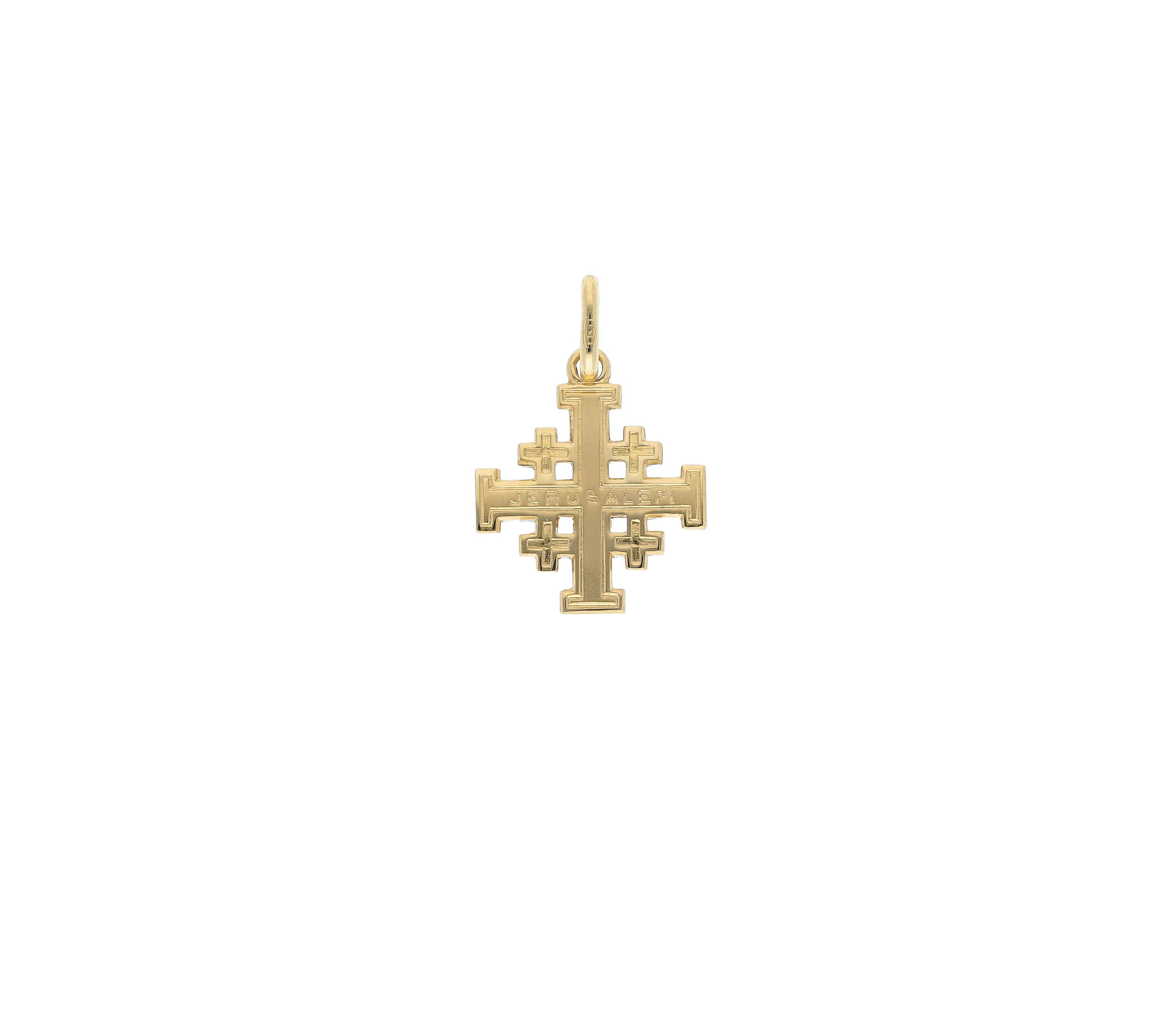 Roman Glass 'Jerusalem Cross' Decorated Five-Fold Cross Pendant - 14 Gold -  Holy Land Jewelry - The Jerusalem Gift Shop