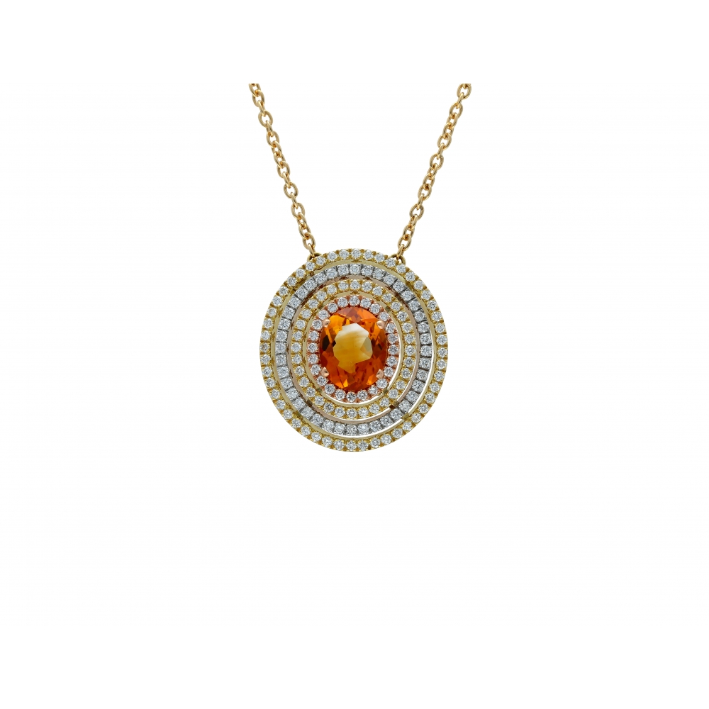 Saturno Collection Necklace Orange Citrine and diamonds in