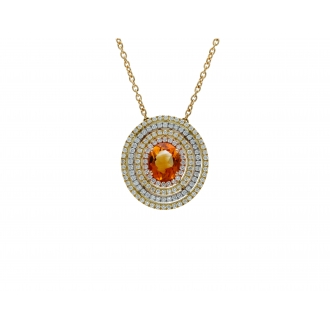 Saturno Collection Necklace Orange Citrine and diamonds in