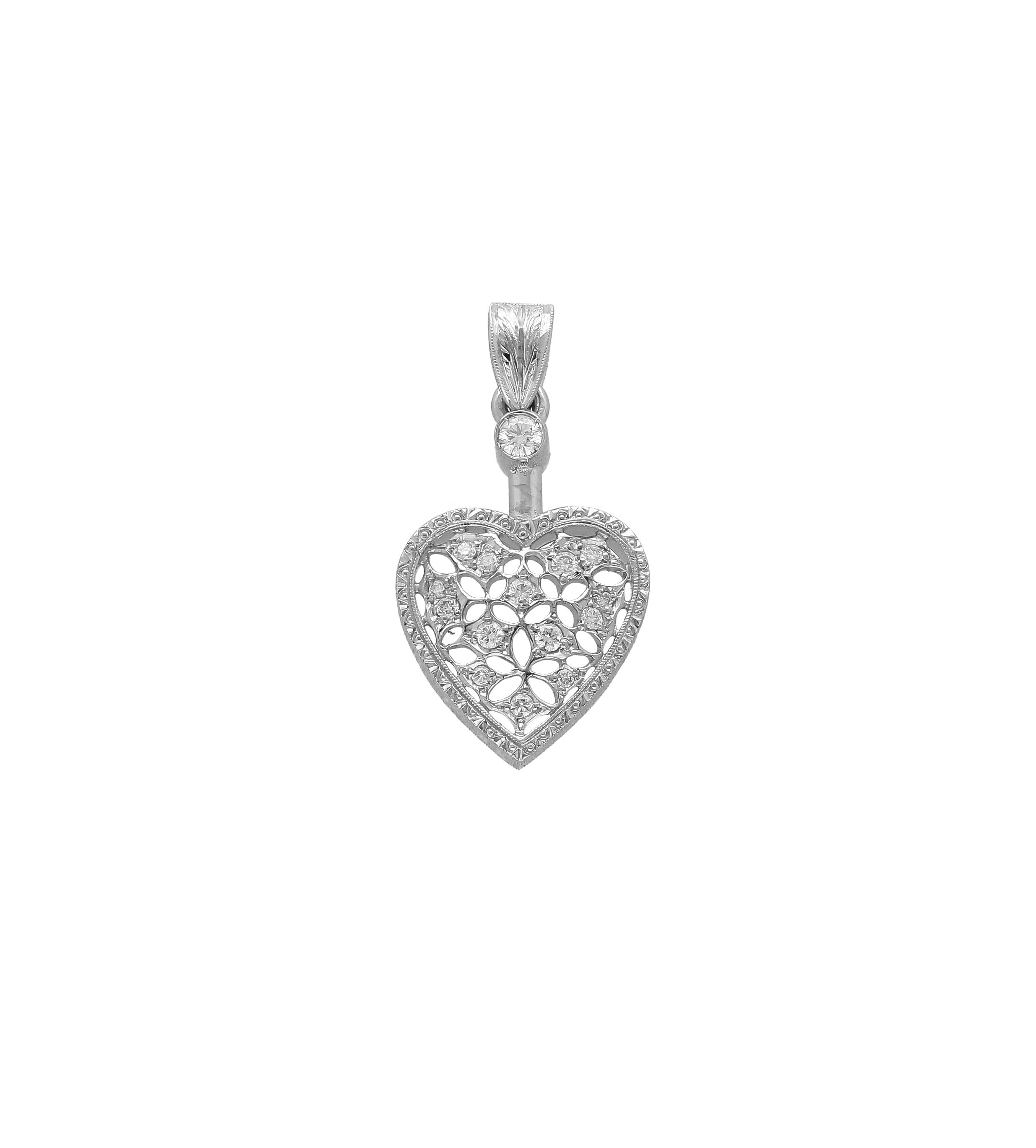 Florentine Pendant Diamond heart shape 18kt gold