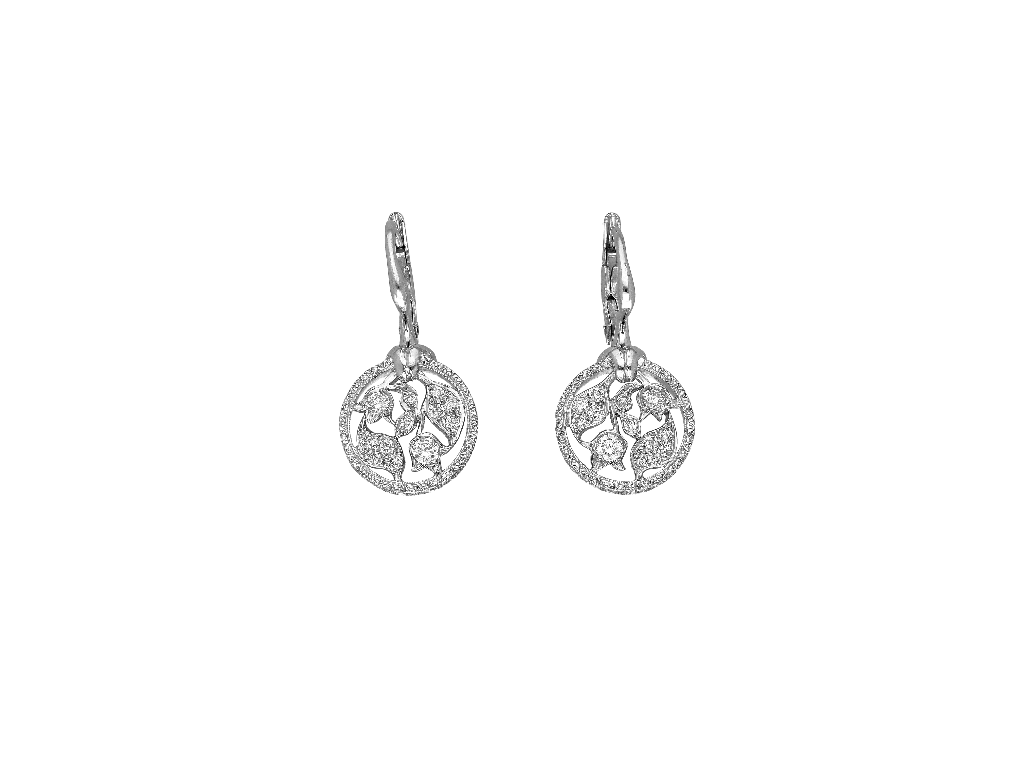 pair of Florentine-inspired diamond earrings