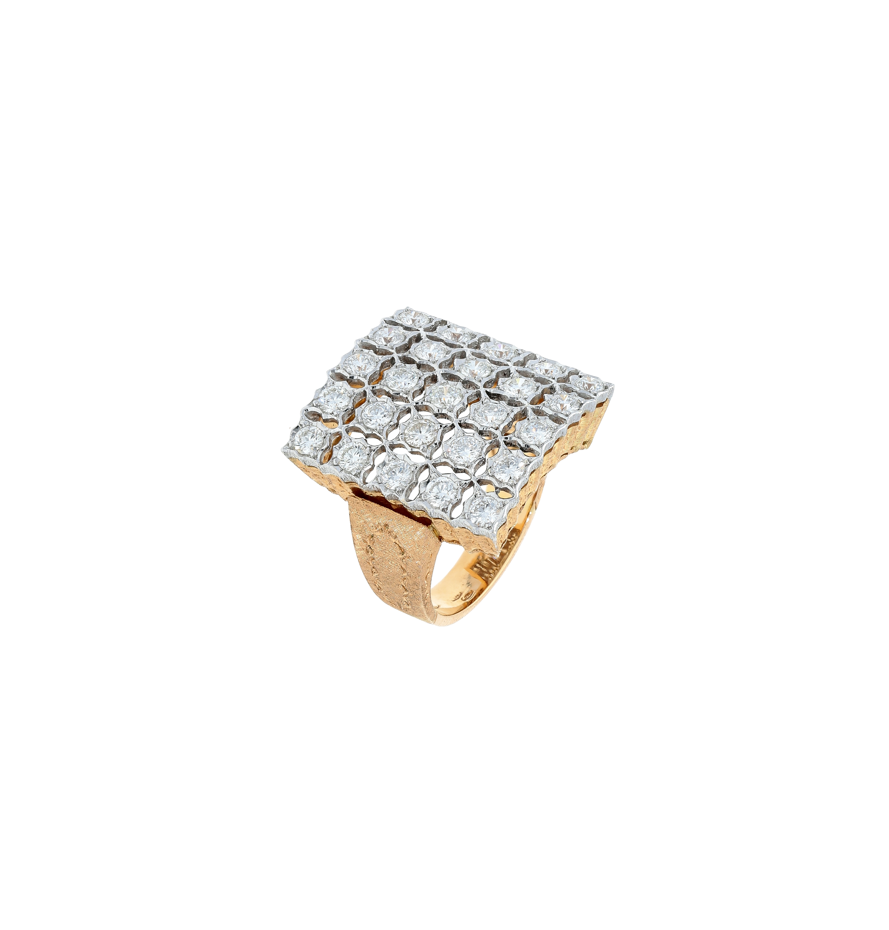 Florentine diamond ring 18kt rose and white gold