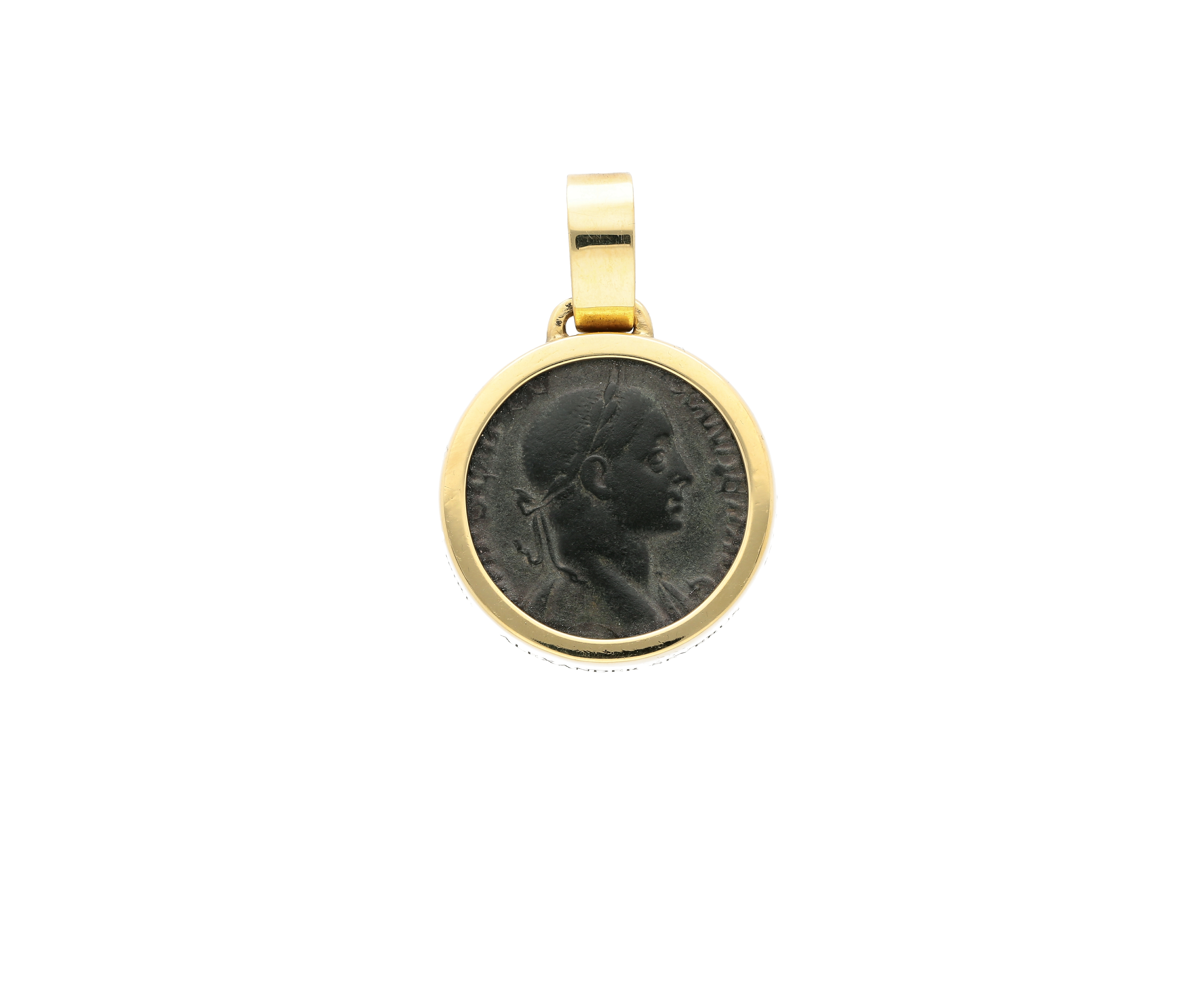 Roman Coin Emperor Alexander severus, Frame 18kt yellow gold
