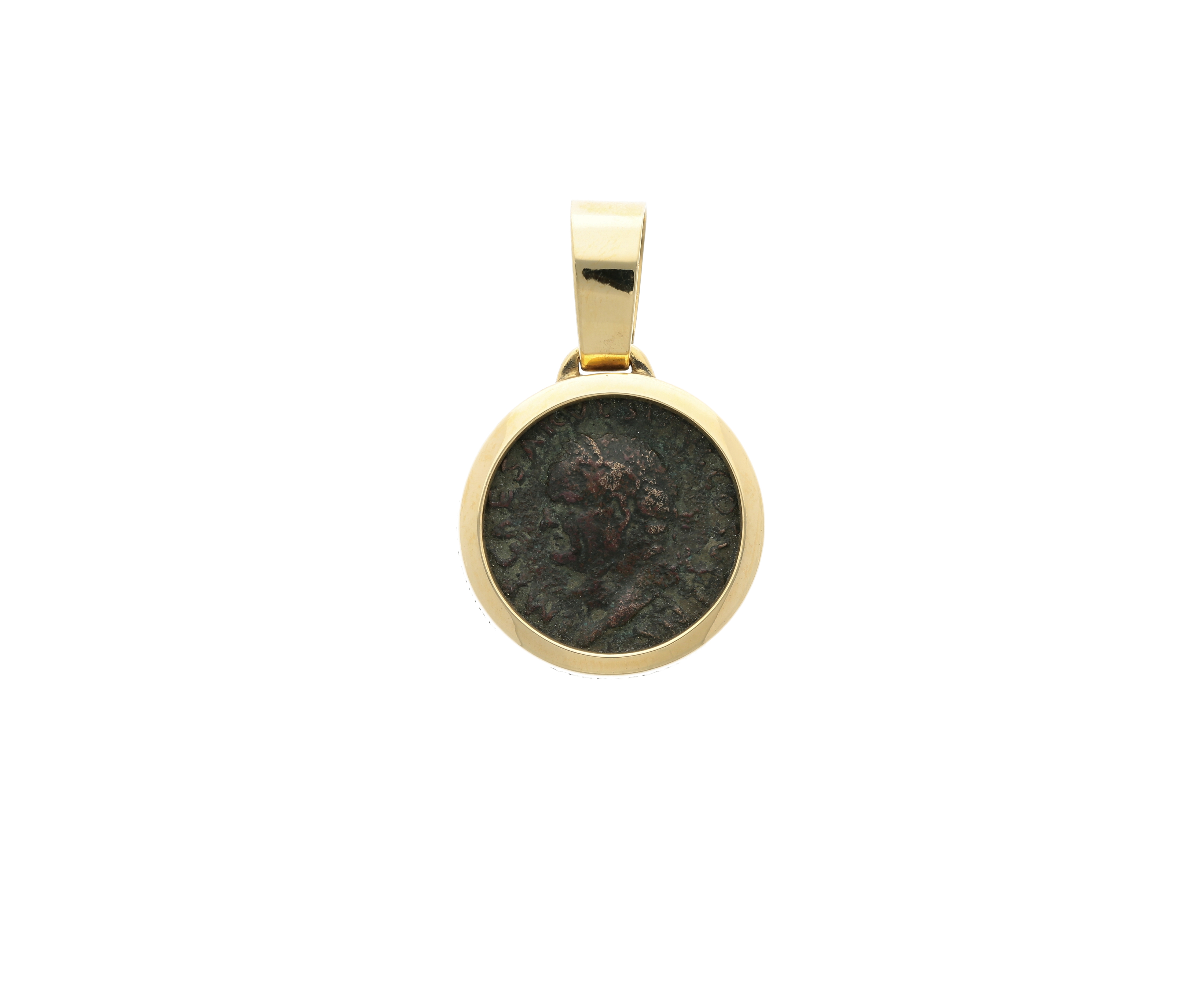 Emperor Vespasian Roman Coin, frame 18kt gold