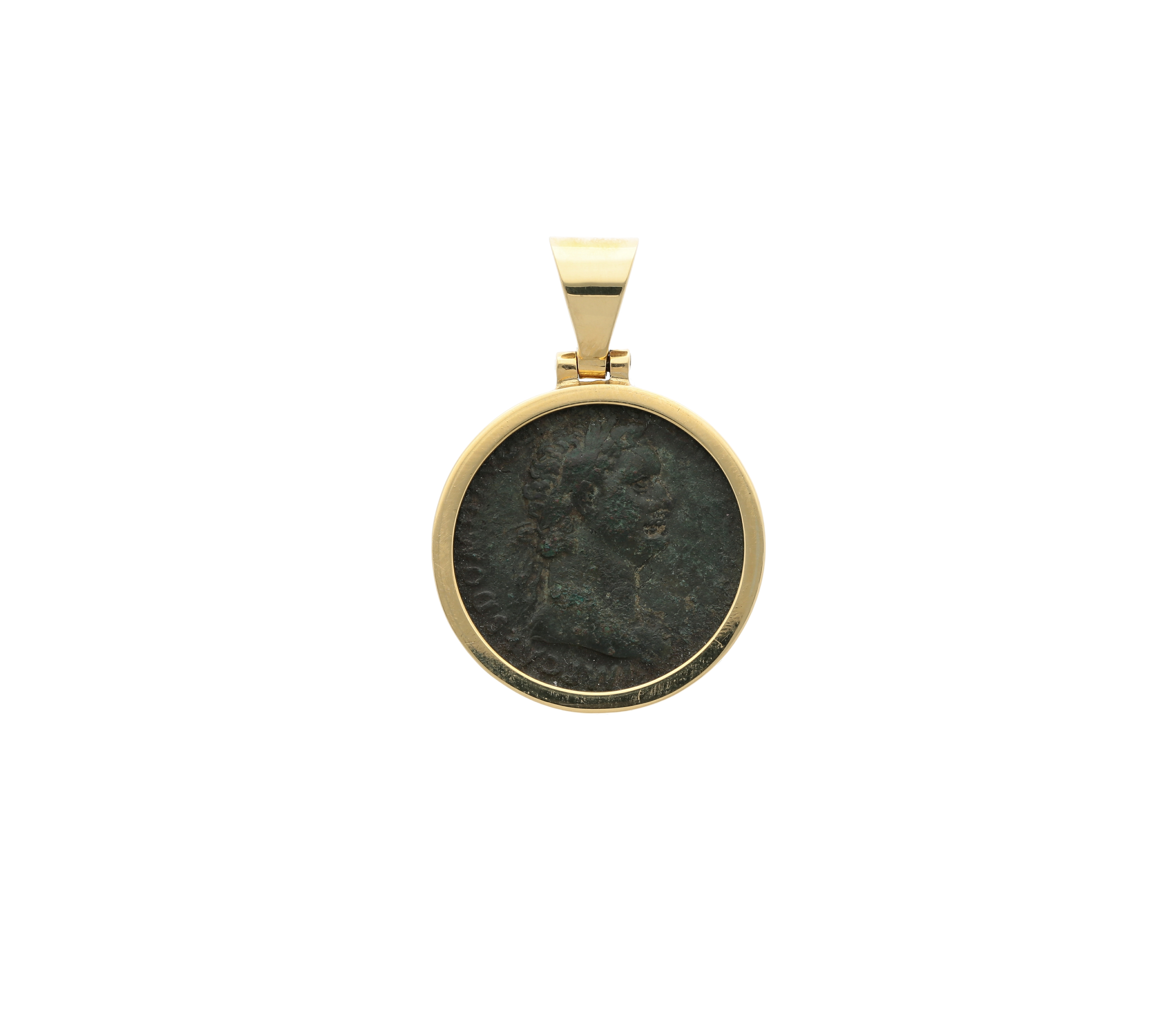 Emperor Domitian Roman Coin, frame 18kt gold