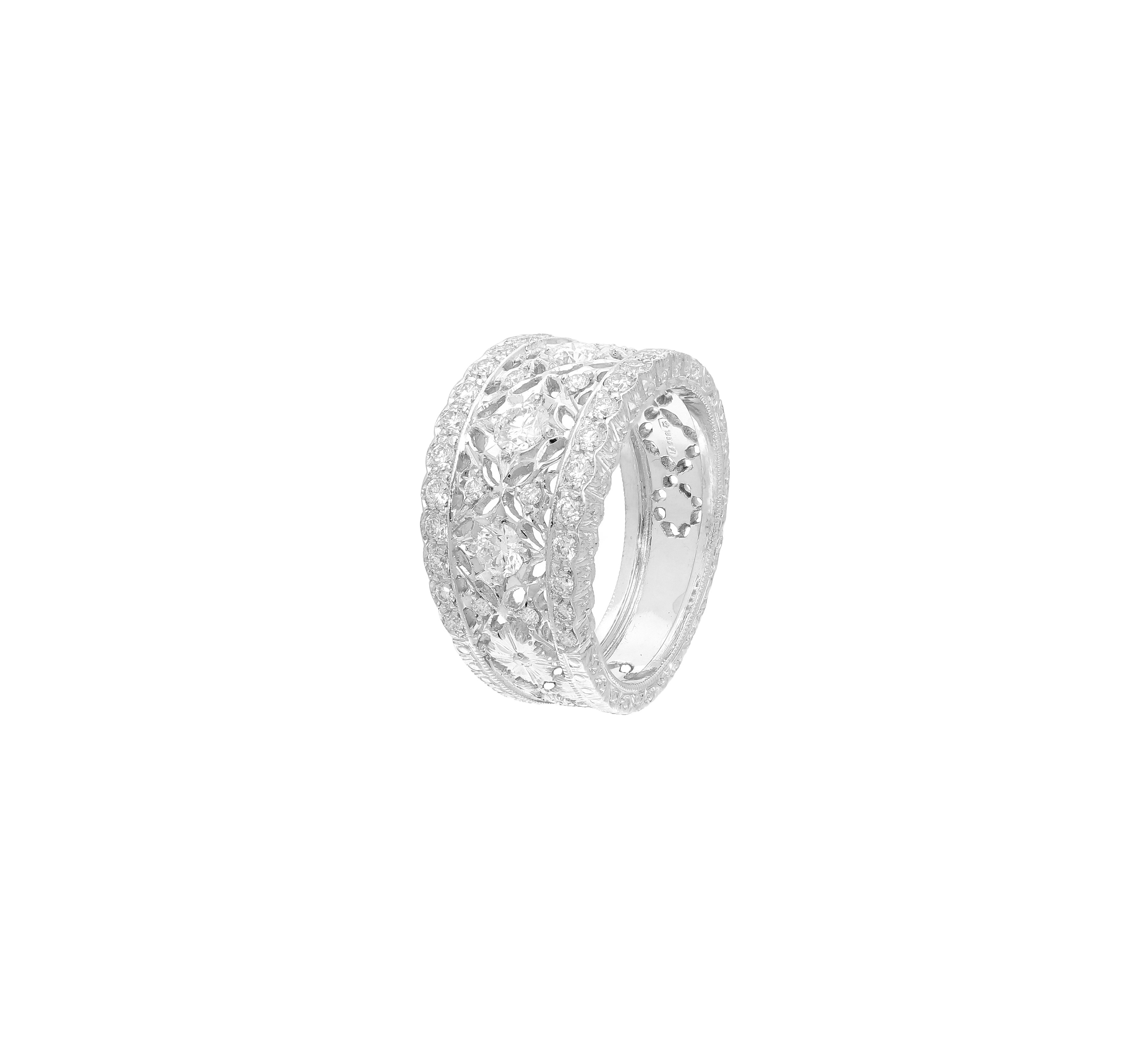 traditional florentine ring handmade in 18kt yellow and white gold with ...