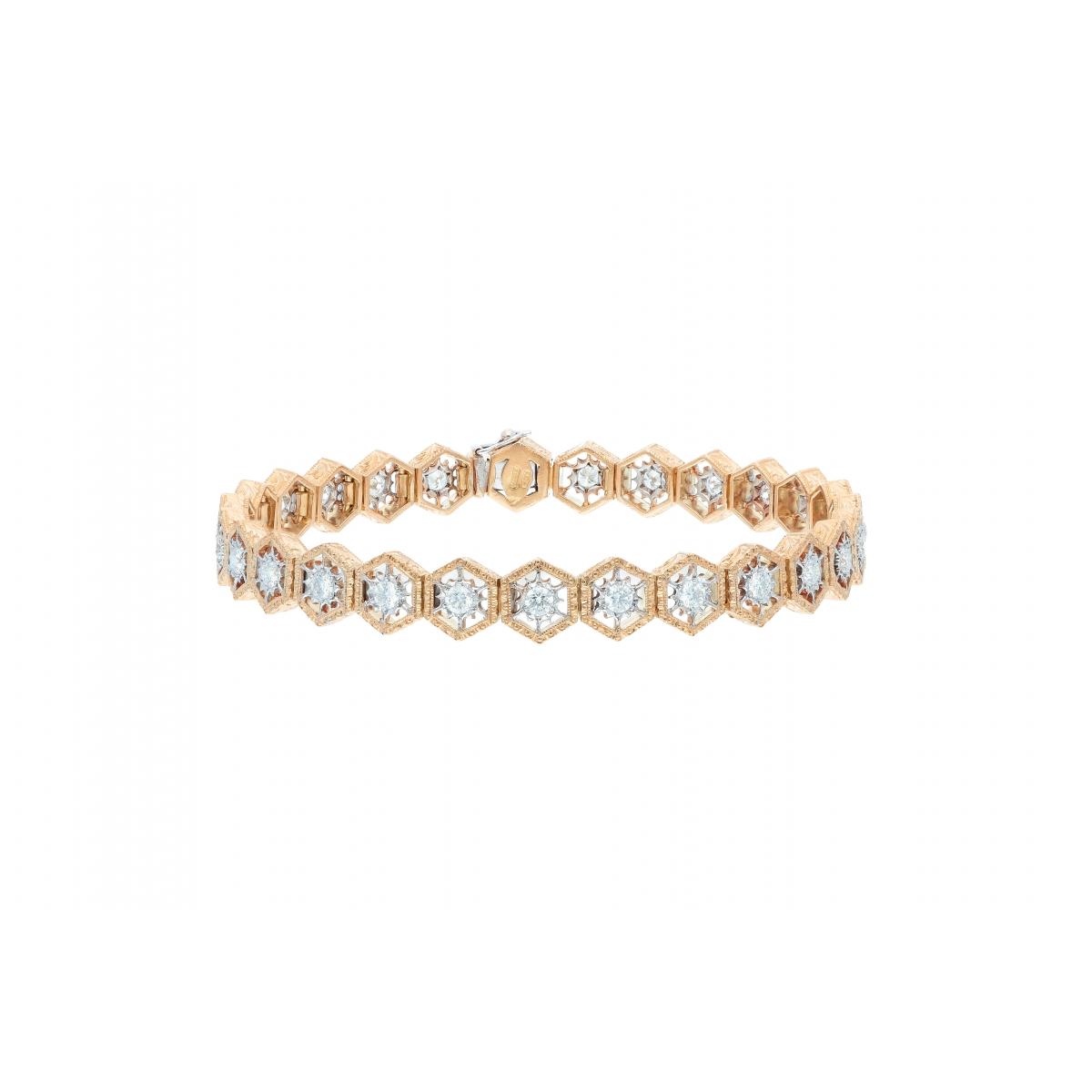 Florentine jewelry bracelet in 18kt yellow and white gold with diamonds