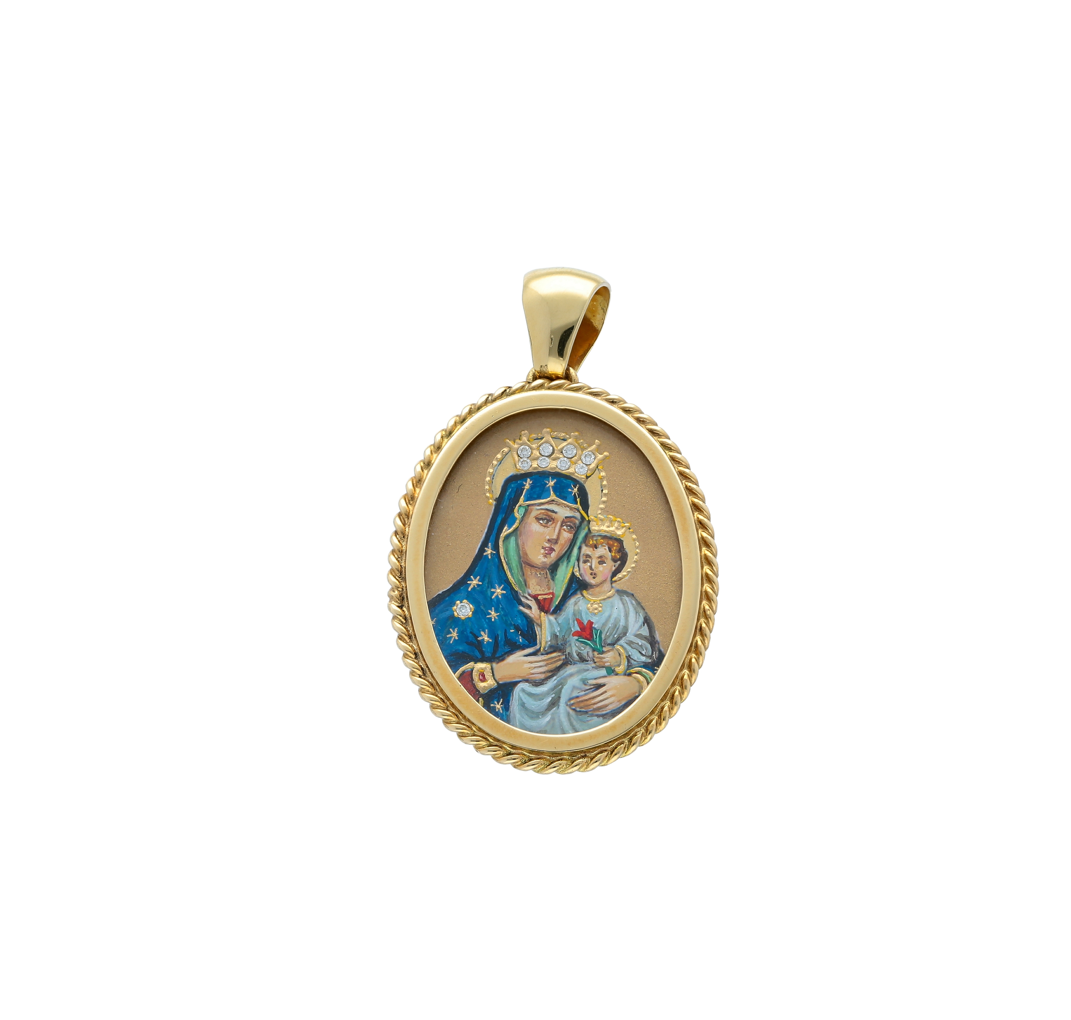 Virgin Mary Cameo Necklace Pendant Blue Silver Buy Jovon