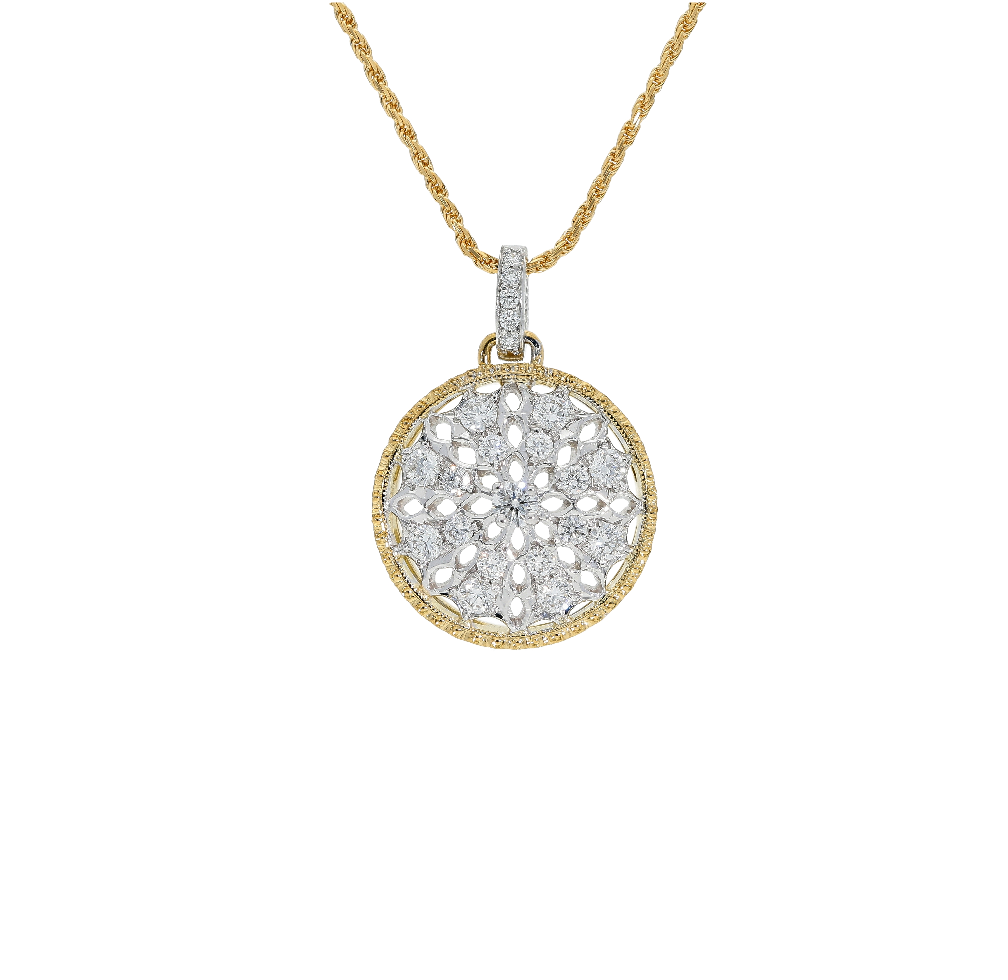 FLORENTINE PENDANT NECKLACE IN 18KT YELLOW AND WHITE GOLD