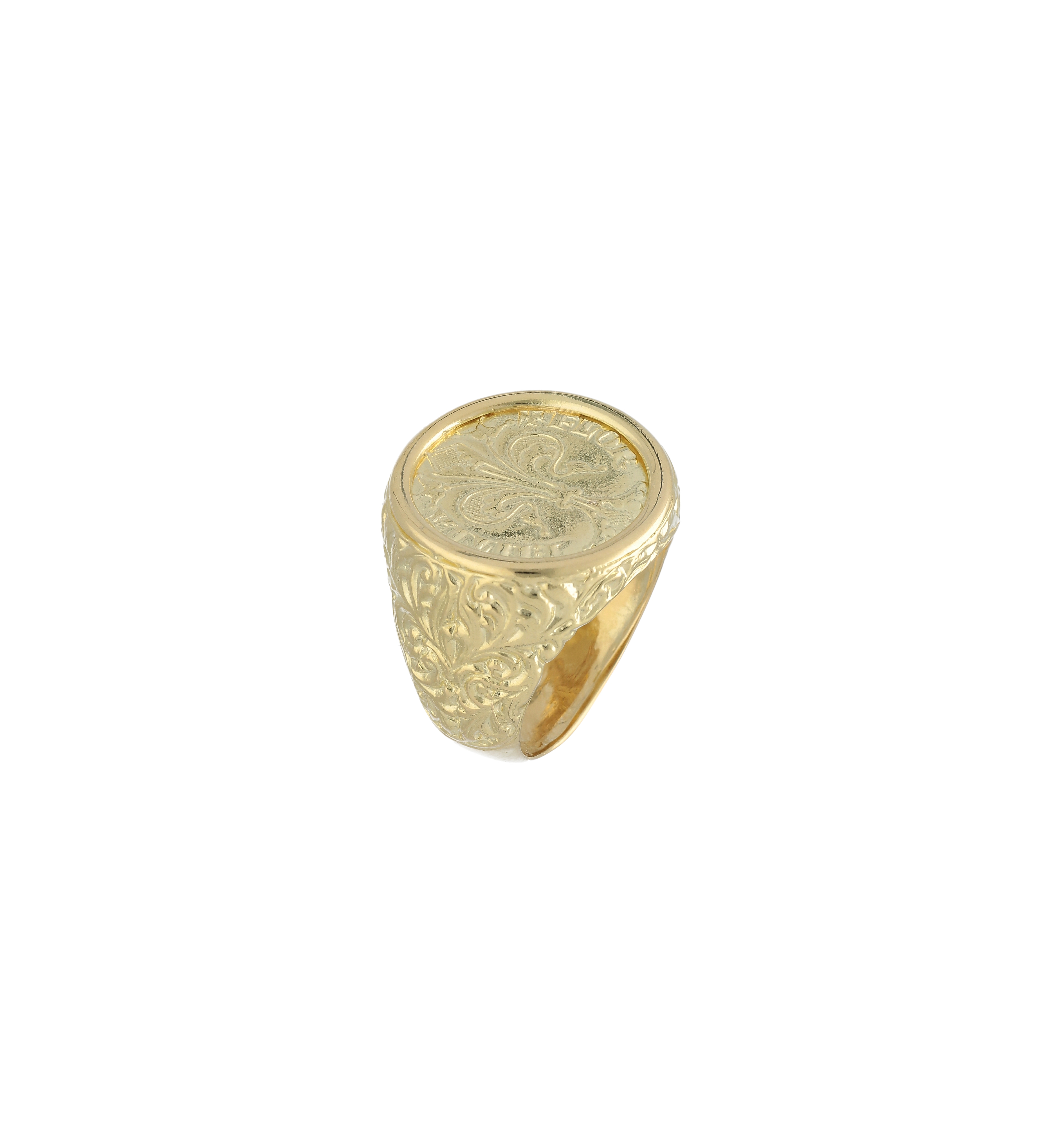 Men Coin ring in 18kt yellow gold with Fiorino , Florentine coin