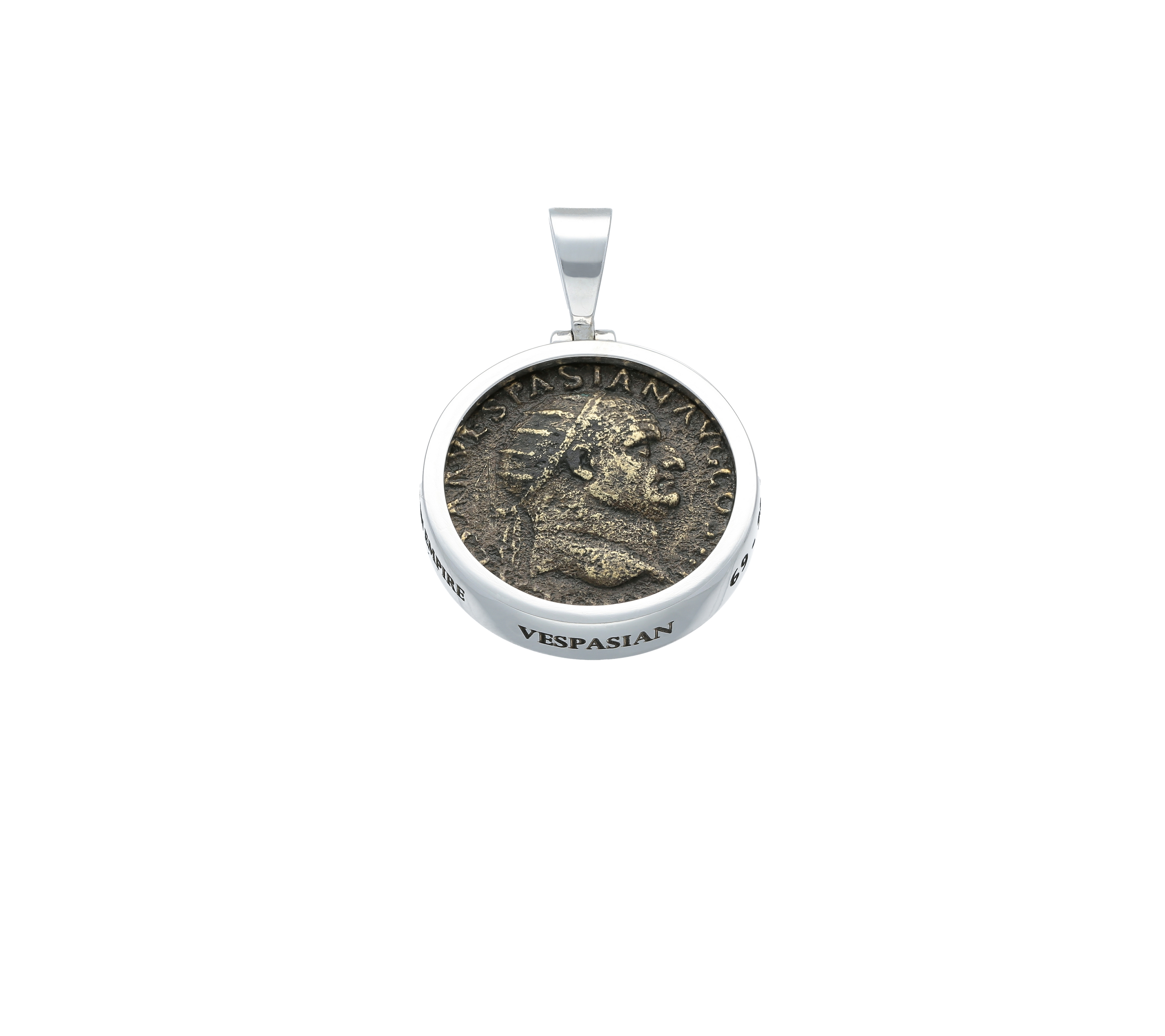 Roman Coin Emperor Vespasian in 18kt white gold