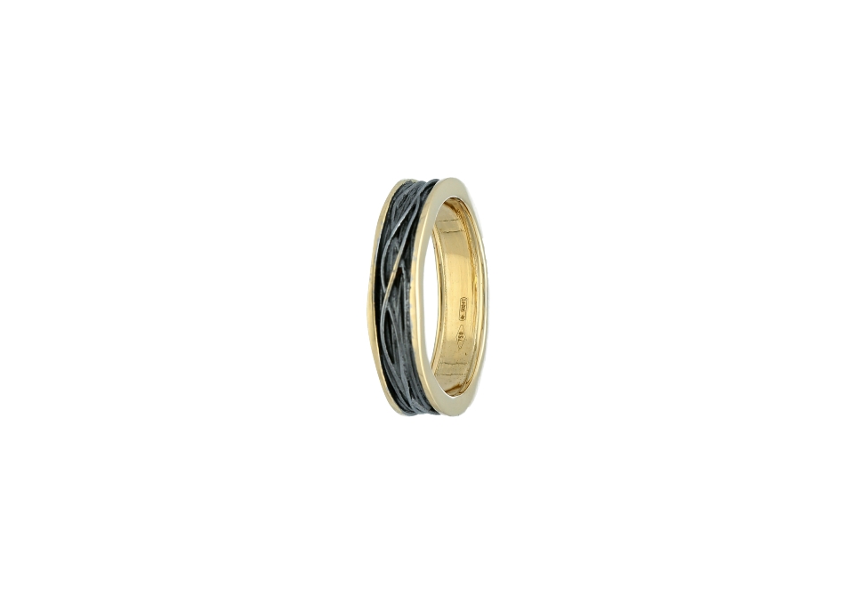 Roots Collection Band ring 4mm in 18kt yellow and black gold