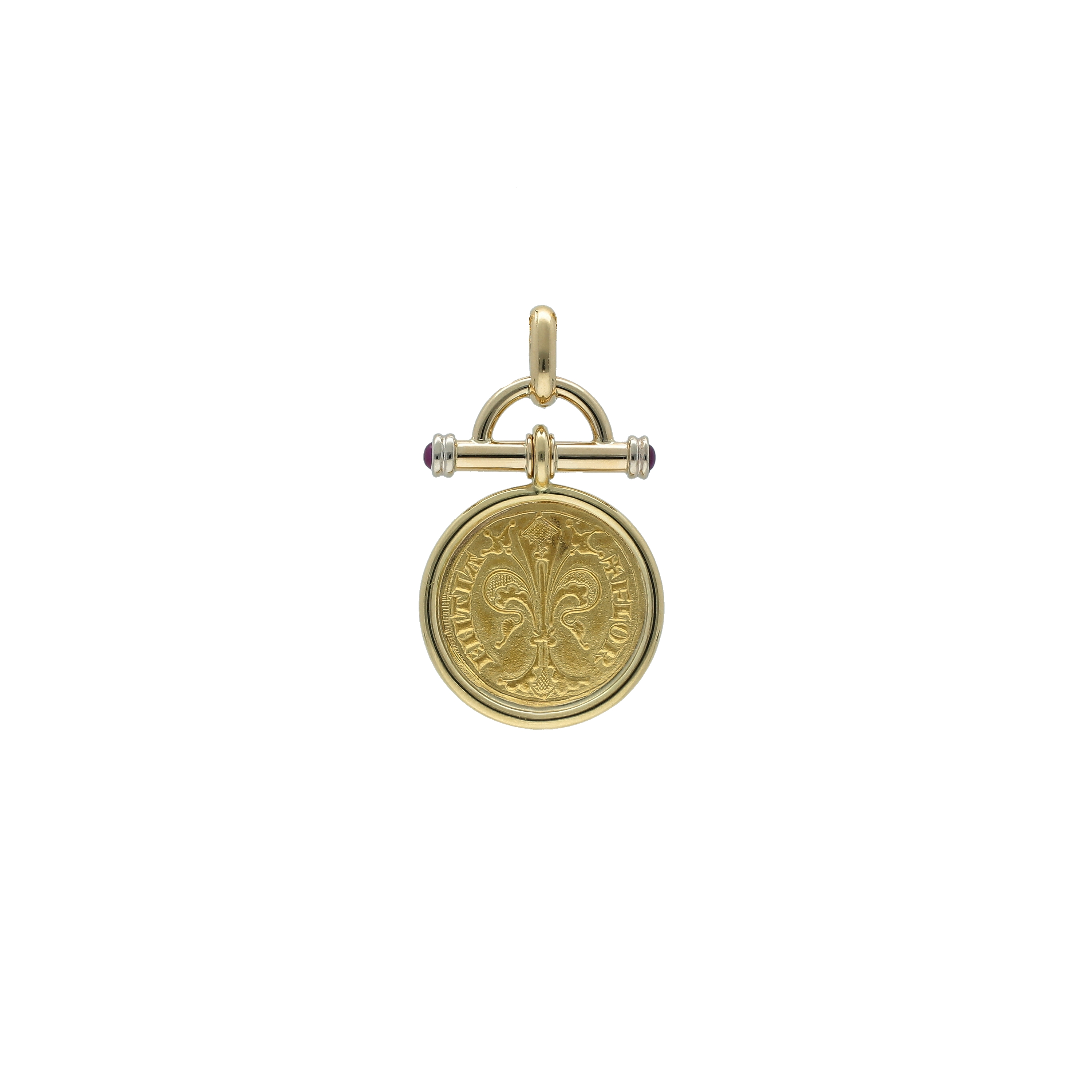 Gold Florentine Coin Necklace / Pendant, Pure Gold 30mm