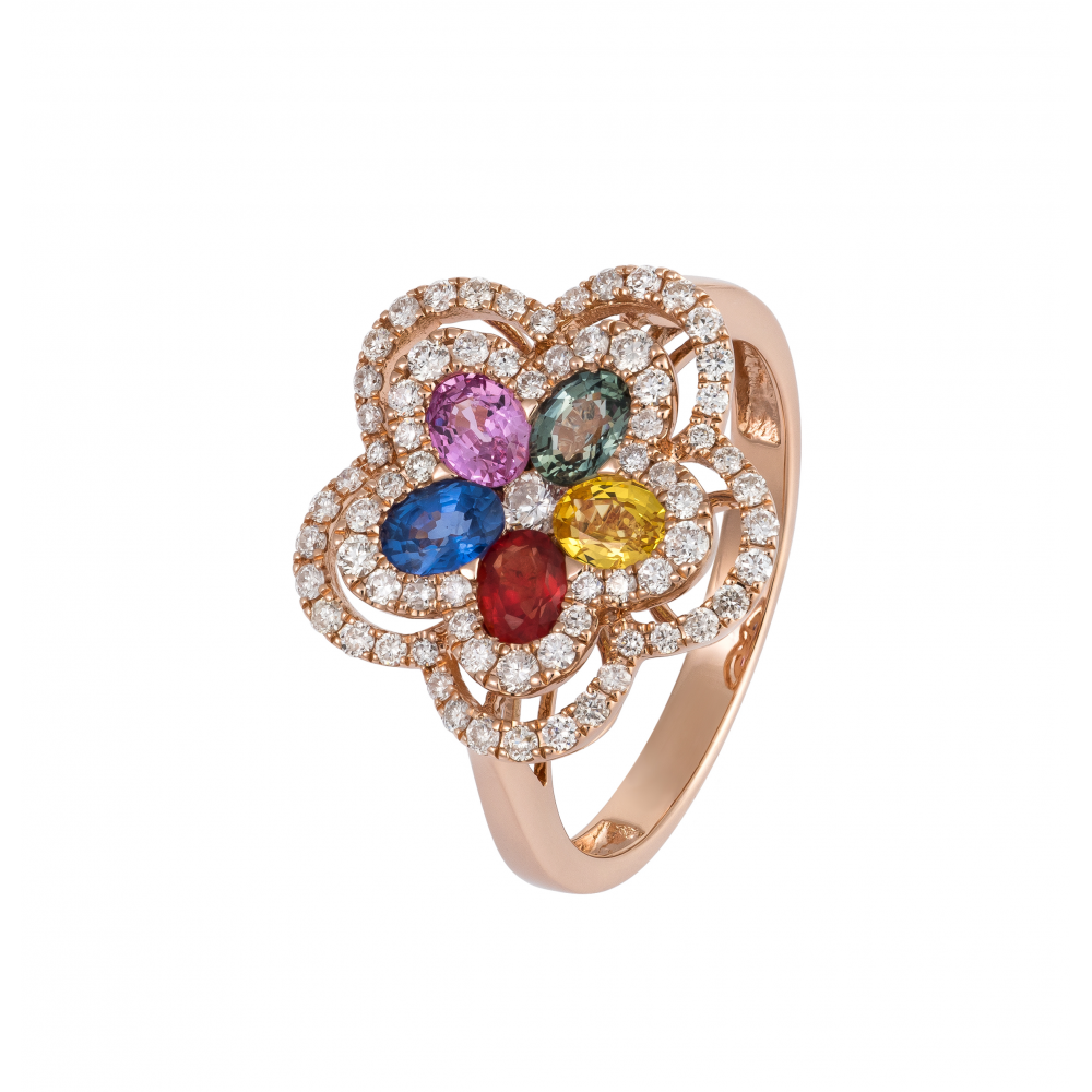 18kt Floral Ring with...